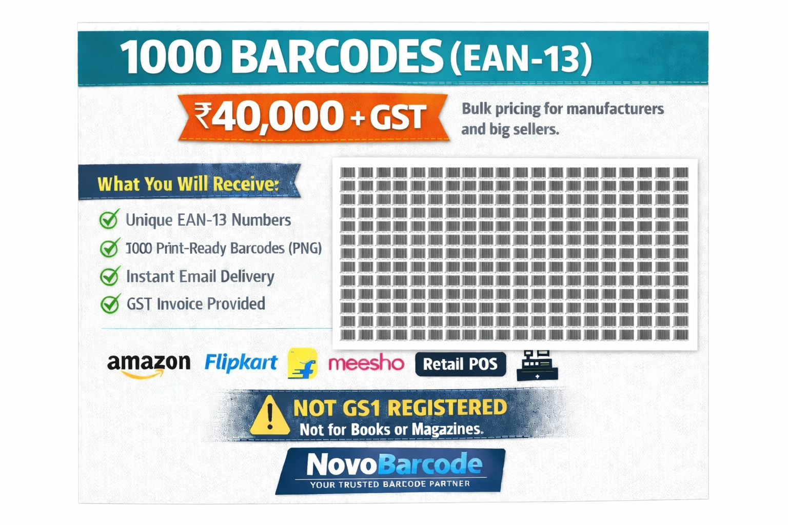 buy 1000 ean 13 barcode india online at lowest cost